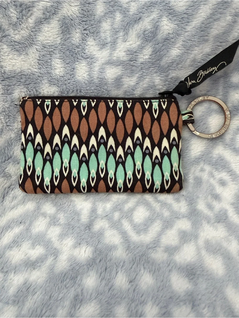 Vera Bradley Brown & Mint Patterned ID Key Card Holder